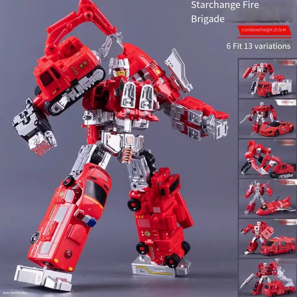Transforming Toy Partial Alloy 6-in-1 Firefighting Robot Gift Box