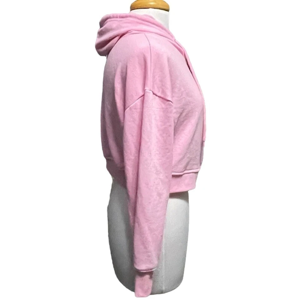 Rue21 Favorite Sudadera con Capucha Recortada Mimada Talla Mediana Rosa Corbatas con Cremallera Foto 4 de 4