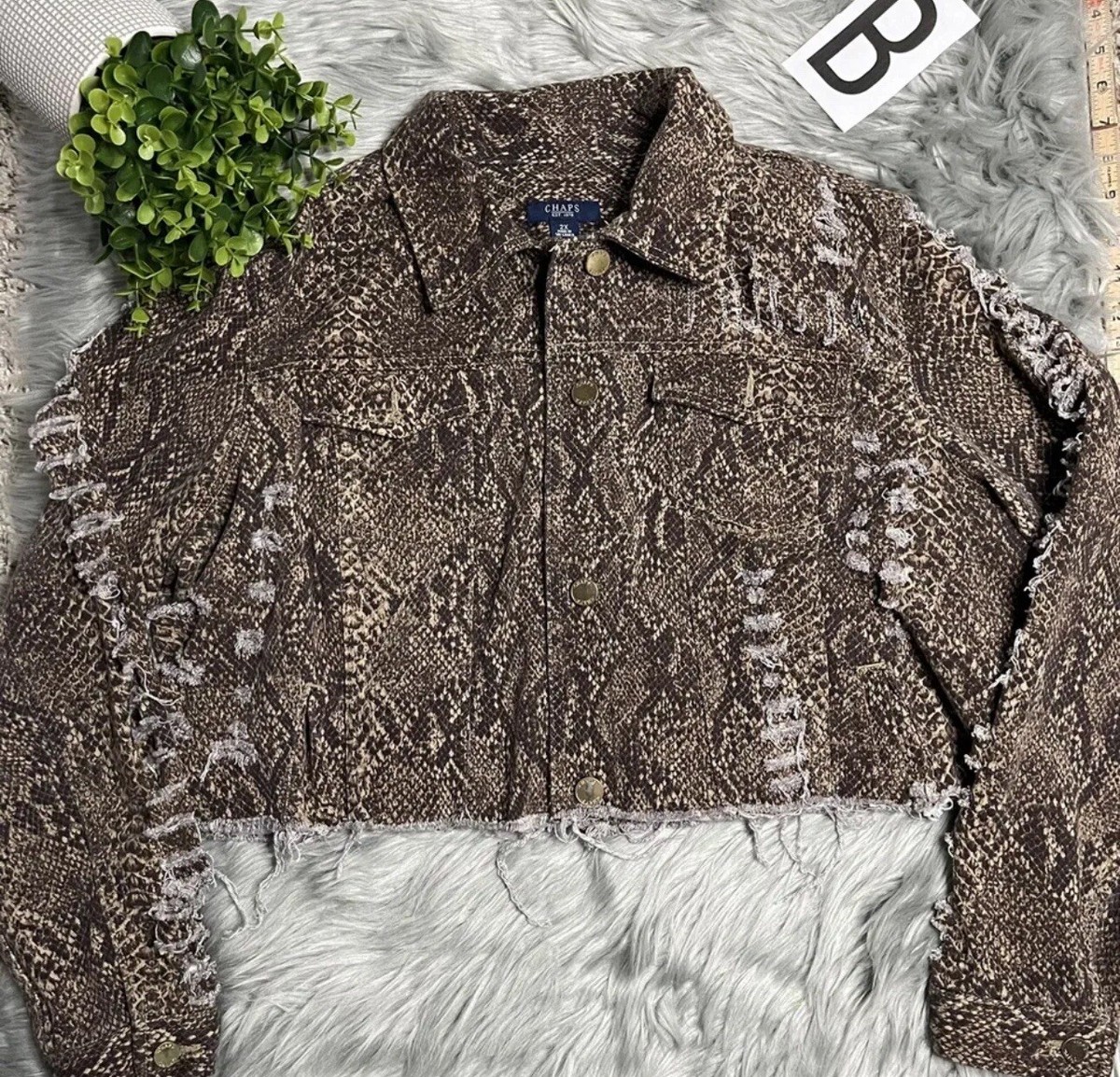 VINTAGE CHAPS DENIM Snake Print Women Jacket Size 2X