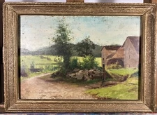 Oil On Canvas French School From The Late 19th Century Impressionist Landscape