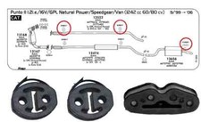 3 PZ SUPPORTI MARMITTA CENTRALE E TERMINALE FIAT PUNTO 188 1.2 8V 16V dal 1999