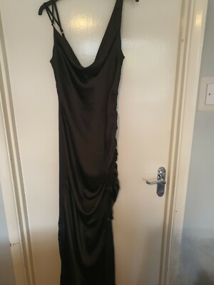 Club L London Belonging Black Ruched Cowl Maxi Dress Size 10