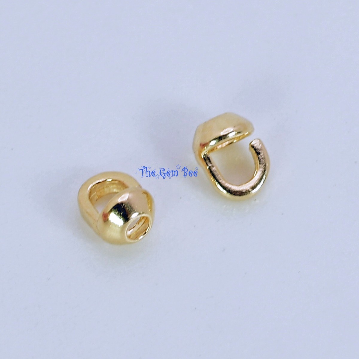 14K Solid Yellow Gold Crimp Hook Clam Shell Bead Tip End