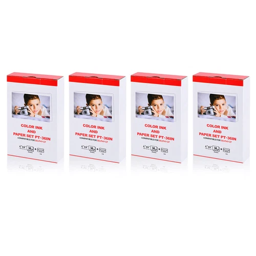 4PK Fits Canon Selphy CP1300 1200 1000 KP-36IP Ink 4X6 36 Sheets Photo Paper Set