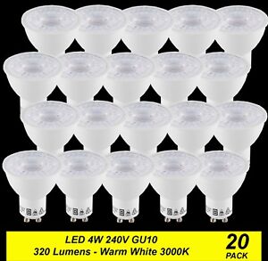 10 x 4W 240V GU10 LED Downlight Globes Bulbs 3000K Warm White 350Lm