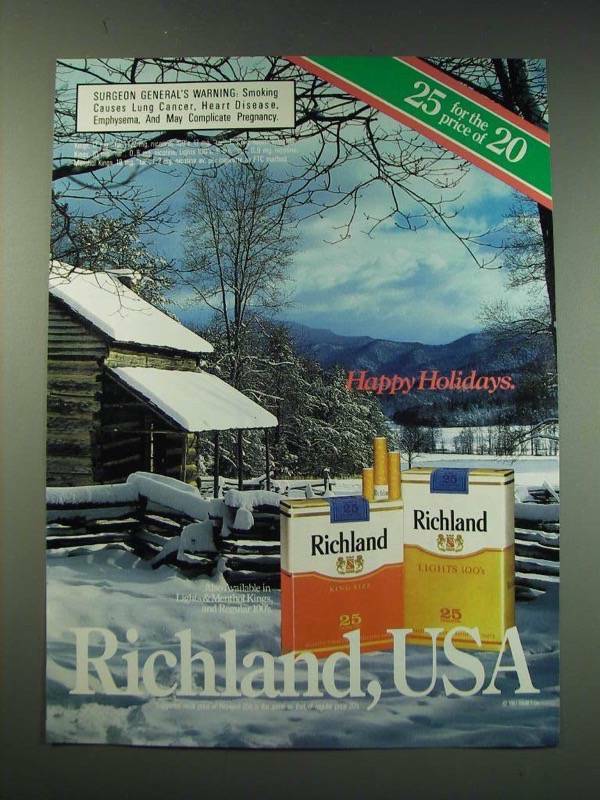 richland tobacco 1987 Richland Cigarettes Ad