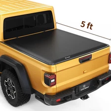 5ft / 60.3" Bed Soft 3-fold Tonneau Cover for 2020-2025 Jeep Gladiator JT Truck