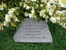 Memorial Grave Stone Ornament Garden Plaque Marker You Will Never Be Forgotten