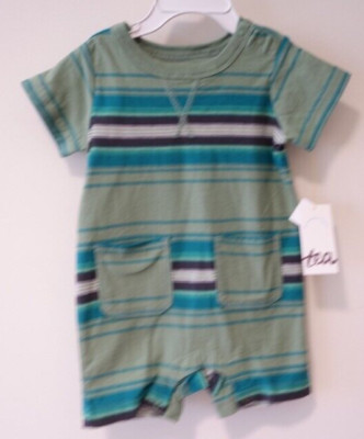 NWT Tea Collection Double Pocket Thyme Shortall / Romper Size 9-12 Months