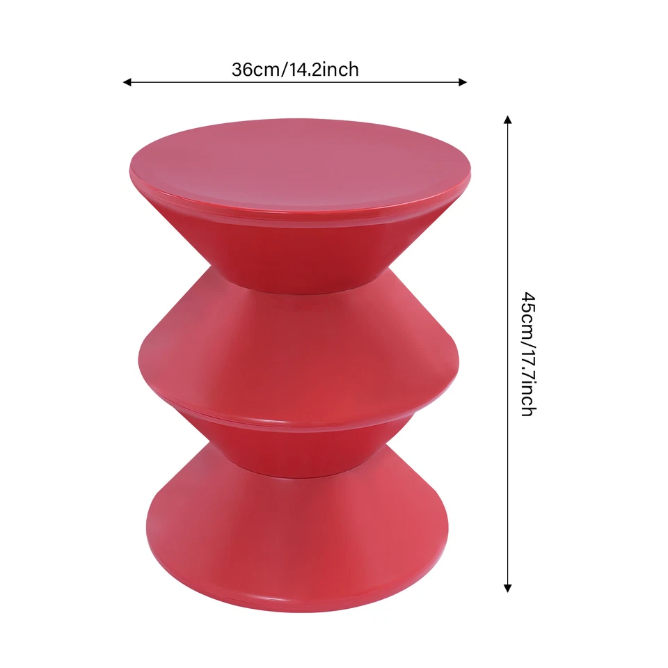 Red Side Table Indoor Sofa Side Table Modern Round End Table 36*45cm Load 100KG - Image 3 of 4