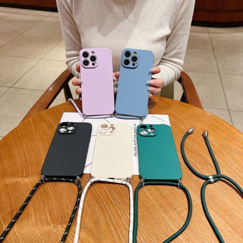 Cross Body Plain Case mit Umhängeband Band für iPhone 16 15 14 13 12 Pro Max - Bild 5 von 20