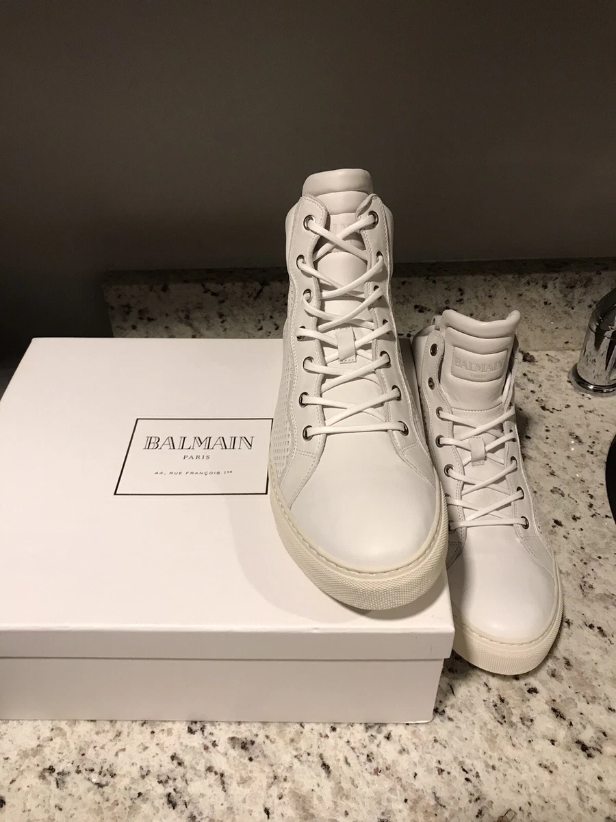 High-Fashion Elevated: Balmain Perforated Hi-Top Sneakers