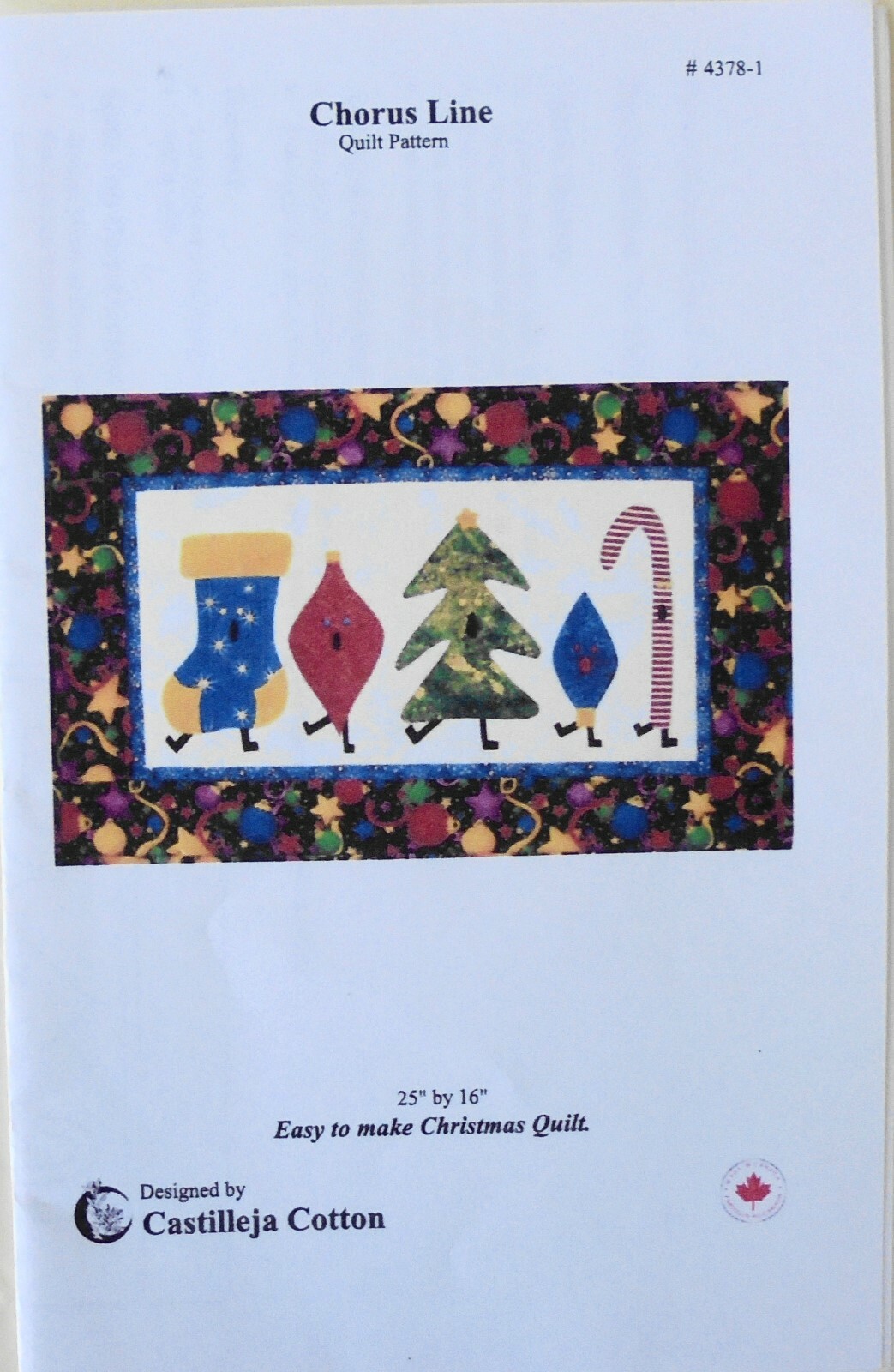 Castilleja Cotton Chorus Line 25"x16" Christmas Quilt Pattern