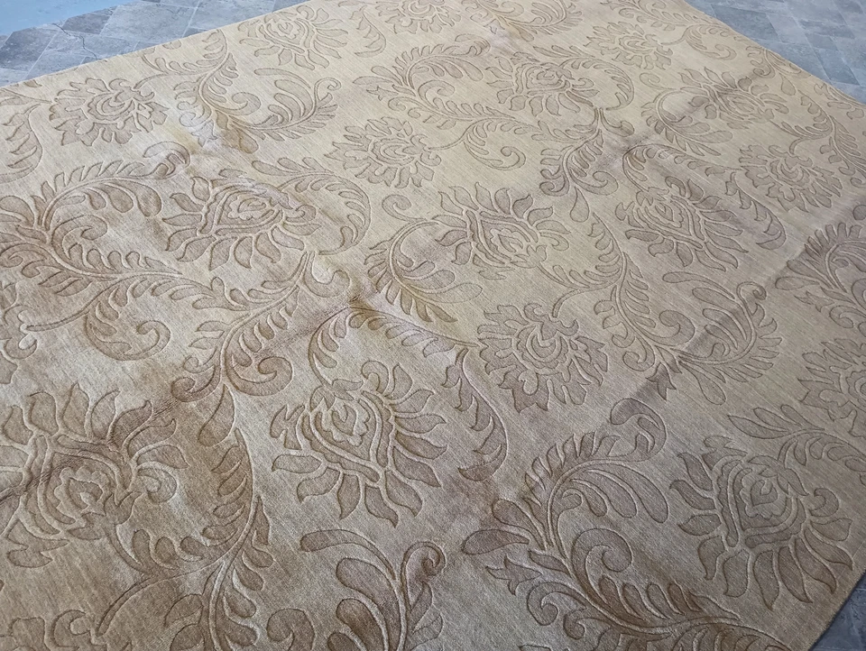 9x12' GOLD Wool Handmade Rug CONTEMPORARY SOLID COLOR #F-6304 - Image 4 of 4