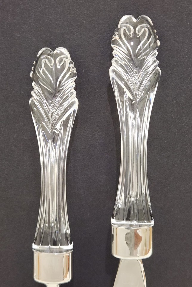Waterford Bridal Cake & Knife Server 2 Pc Set Crystal Swan Heart New