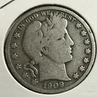 1909 SILVER BARBER HALF DOLLAR  COIN