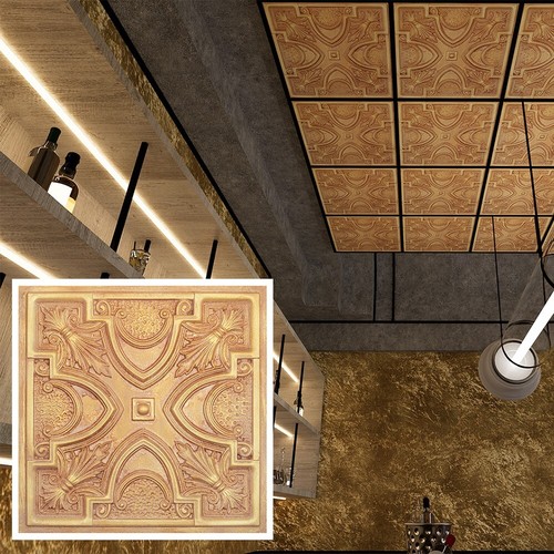 Glue up ceiling tile Interior roof panels for Club PL11 Vintage brown gold 10pcs - Picture 2 of 24