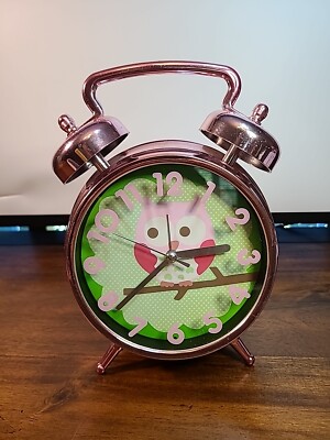 Target Pink Metallic Owl Alarm Clock Kids Adorable! 6'' by 6'' Face. Works.