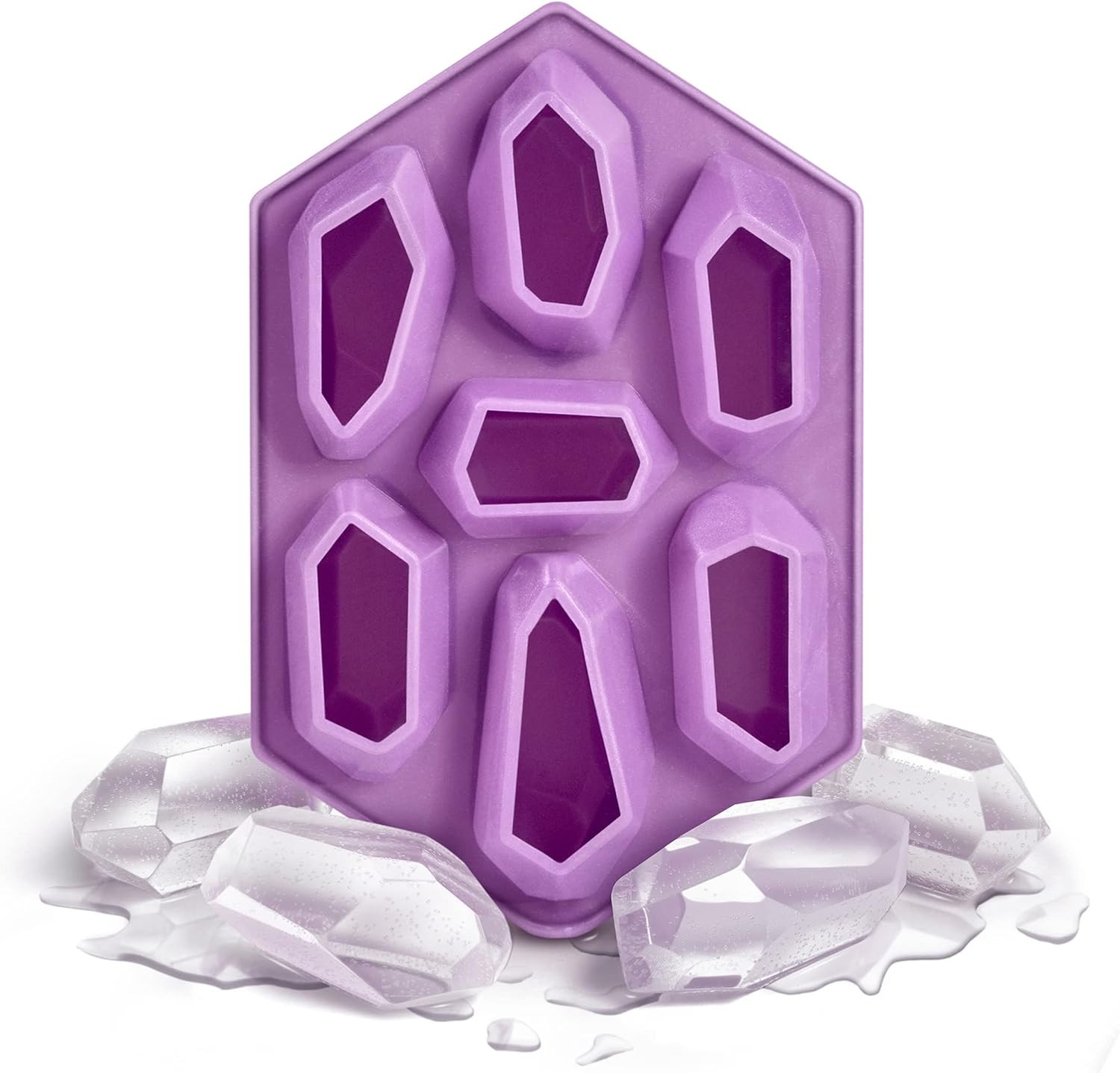 CRYSTAL ICE TRAY, Silicone Ice Tray, Purple, 7.6 X 5 X 1.4 Inches