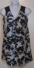 Simply Vera misses sz 10 blue black white floral shift dress Pretty! j130