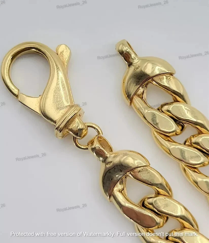 Brazalete de eslabones cubanos Royal Miami acabado oro amarillo macizo 10K 7,5 pulgadas para unisex Foto 2 de 4