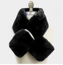 Black Faux Fur Bling Style Pull Through Scarf Collar Winter Fashion Accessory