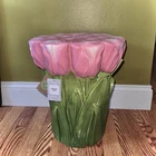 NEW Pink Tulips Flowers Indoor Outdoor Viral Stool Spring Summer Garden Decor