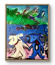 Original Art Together 14x11 Basquiat Style Graffiti Abstract Art Painting