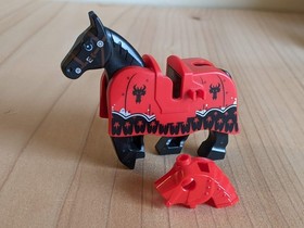 Lego Horse Armored Red Barding From Set 70402 Gatehouse Raid Black Dragon Heads