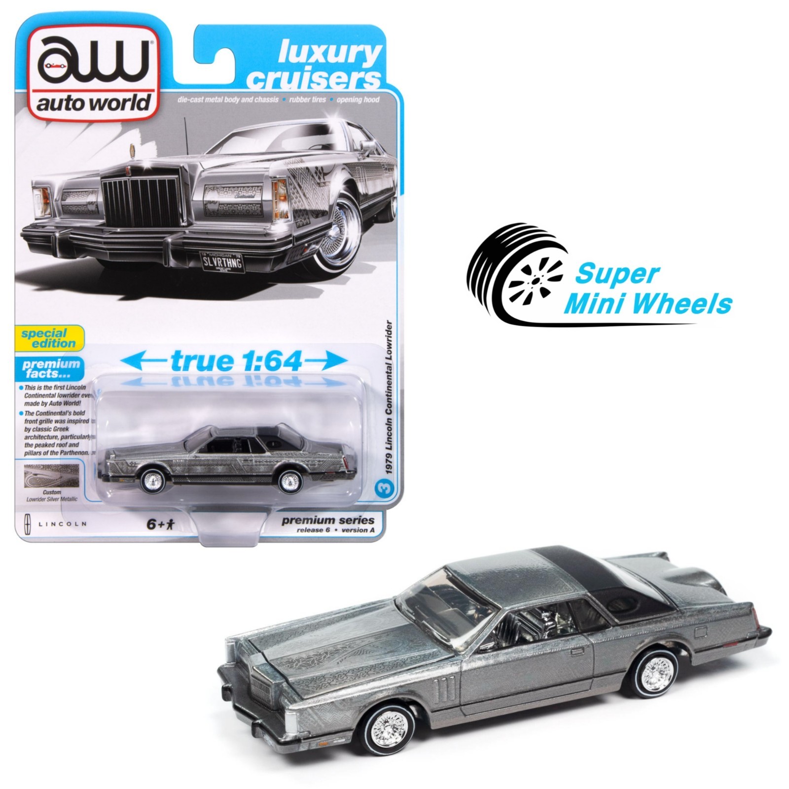 Auto World 1:64 1979 Lincoln Continental Lowrider - Silver Metallic