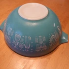 Vintage Pyrex Amish Butterprint Cinderella 444 Large 4 Qt Mixing Bowl Turquoise