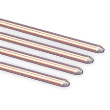 Nvent Erico 615840 Pointed End Ground Rod: 5/8 In Dia, 4 Ft L, Copper Bonded