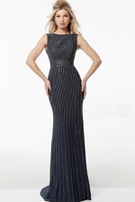 Jovani Gunmetal Gray Beaded Gown Size 24 $638
