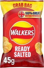 Walkers Ready Salted Flavoured Grab Bag Potato Crisps 32x45g