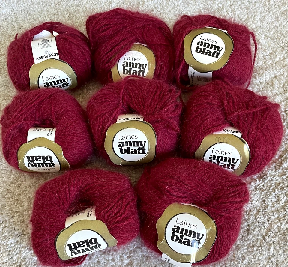 Lote 8 madejas 70% Francés Angora Laines Angor' Anny Hoja 20gr 95yds Hilo Vintage Foto 2 de 4