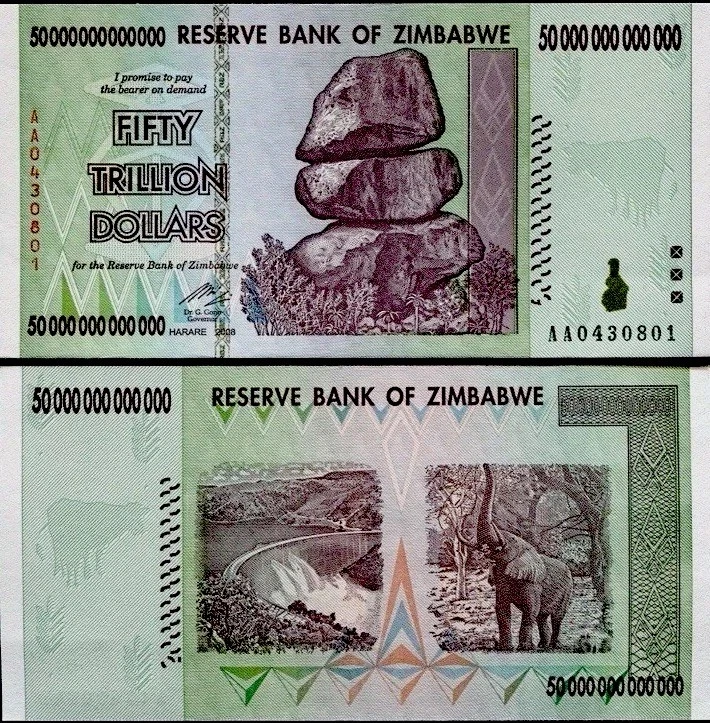 20 x 2008 50 TRILLION DOLLARS ZIMBABWE BANKNOTE, AA P-90 GEM UNC - Image 4 of 4