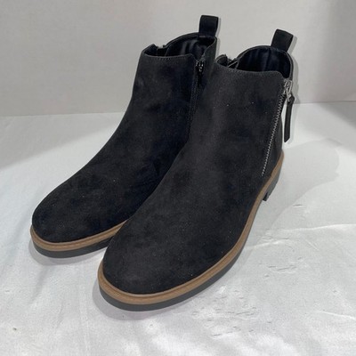Esprit Sassie Womens 8.5M Black Faux Suede Ankle Boots Double Zip E3SAS01