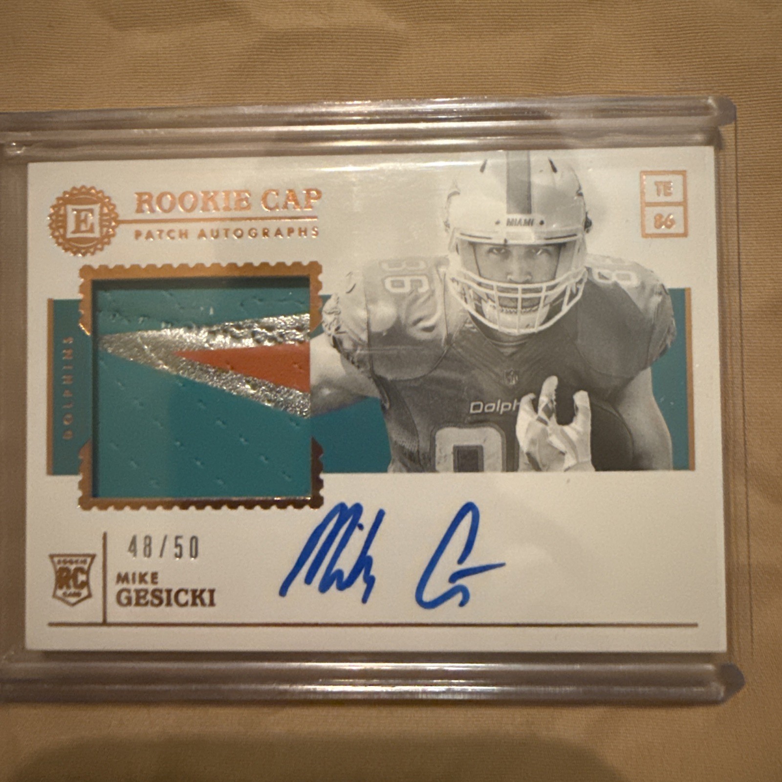 Mike Gesicki Panini Encased #116 Rookie Cap Patch Autograph