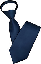 3.15" 8cm Mens Solid Satin Tie Pre-tied Adjustable Zipper Necktie for Business