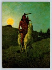 Frederic Remington THE OUTLIER Native American Horseback Ryan Press Postcard