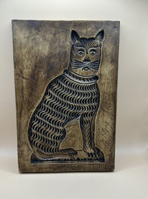 La Mirada Cat Plaque Wall Hanging 1930's Artsy California Pottery. 11'' x 8''