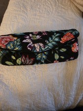 Vera Bradley black multicolor quilted floral makeup case/pencil case