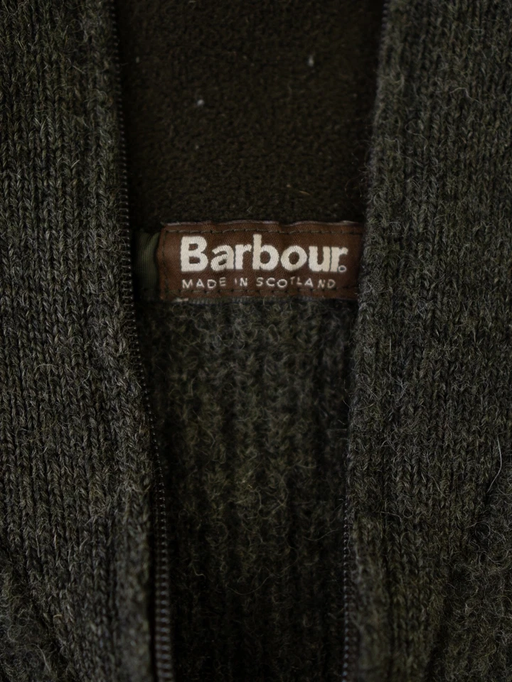 Barbour 1/4 Zip Pullover Khaki Green Men's Large Vintage Made In Scotland Wool - Image 3 of 4