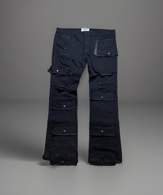 NWT Rockstar Original 44 Grungy Distressed Black Stacked Flare Jean Men s RSM205