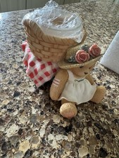Vintage Cherished Teddies 353922 Girl with Basket Votive Candle Holder 1998