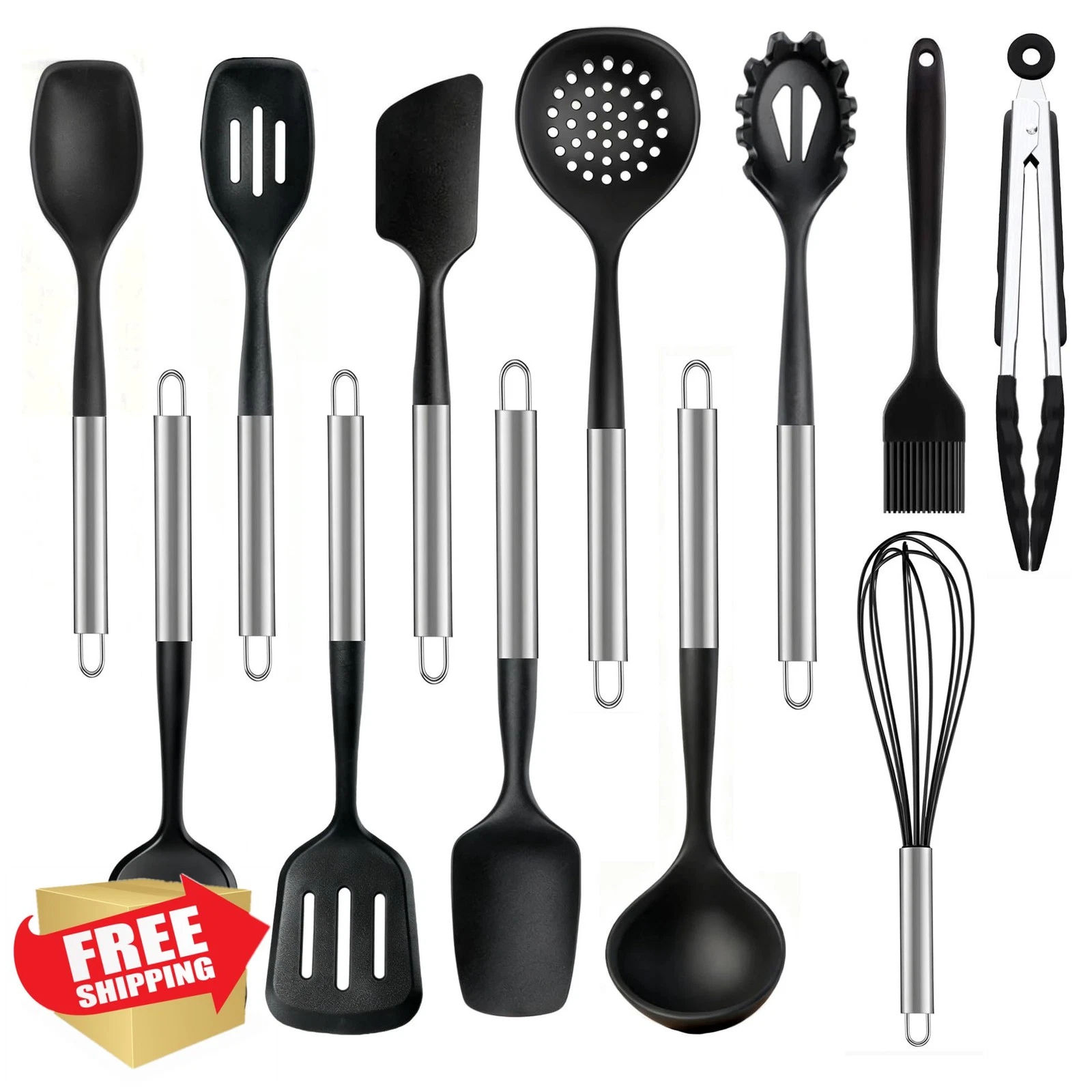 DAILY KISN 12PC Silicone Utensil Set BLK