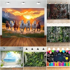 Extra Large Galloping Horse Wall Hanging Flower Sea Tapestry Bedroom Backdrop