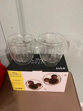 Disney Mickey Mouse 3D Mickey Set of 2 Glass Double Wall Glasses 10oz Joy Jolt