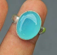 chalcedony Gemstone 925 Sterling Silver Ring Handmade Jewelry Ring For Gift