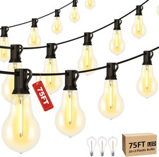 75FT Outdoor String Lights with 35 3 Waterproof Bulbs, 2FT Bulbs Apart, Dimmable